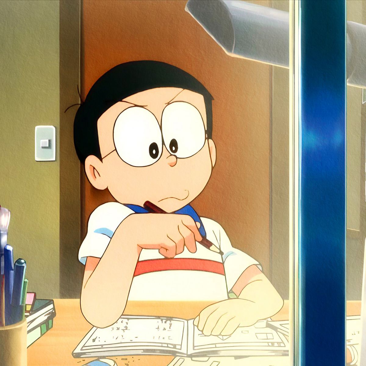 Hình ảnh Nobita phiên bản anime suy tư